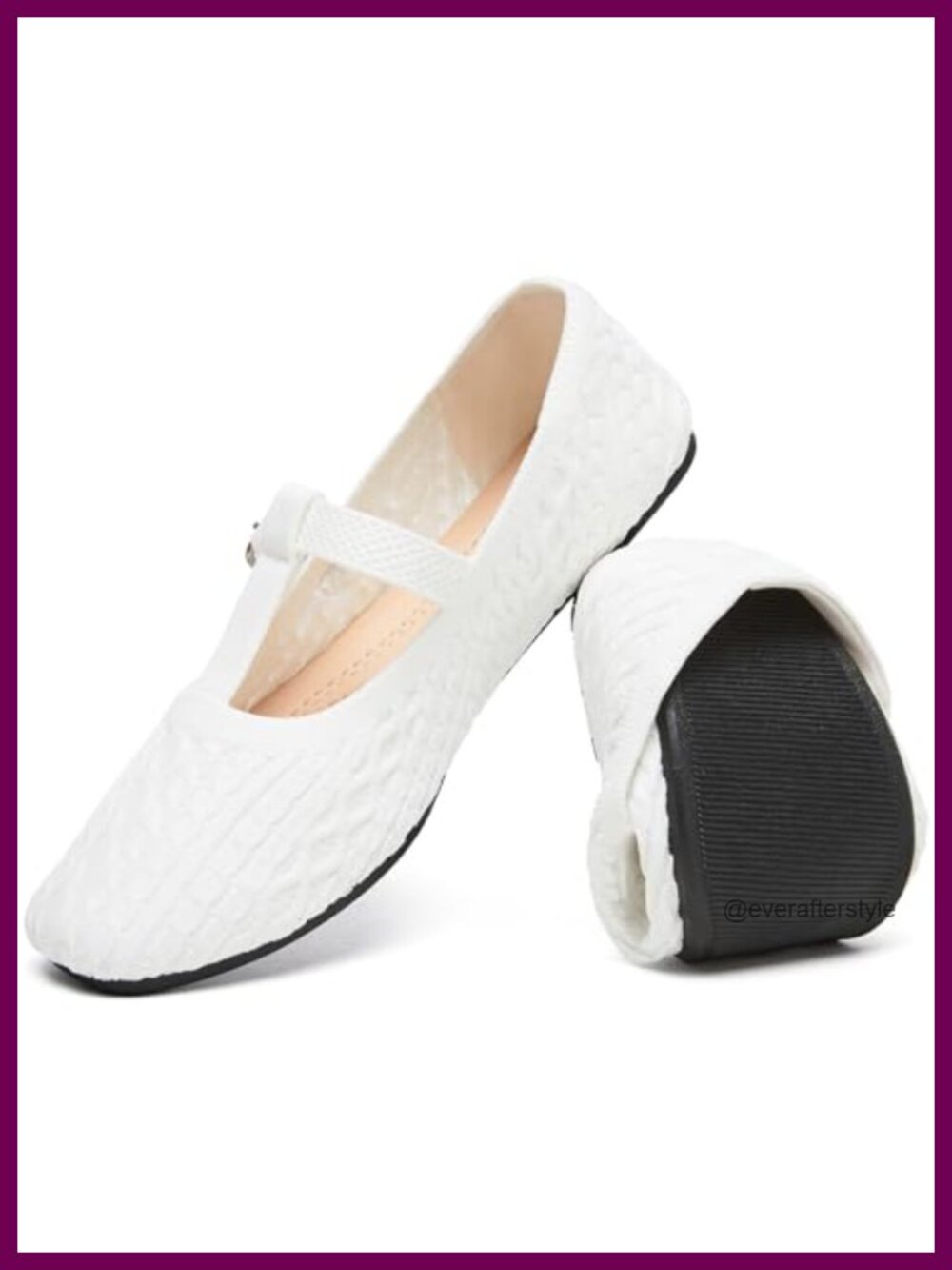 Knitted Mary Jane Flats Square Toe Slip On Comfort Walking Shoes Adjustable